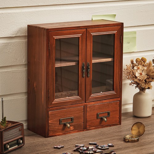 Vintage brown wood storage - vintage,